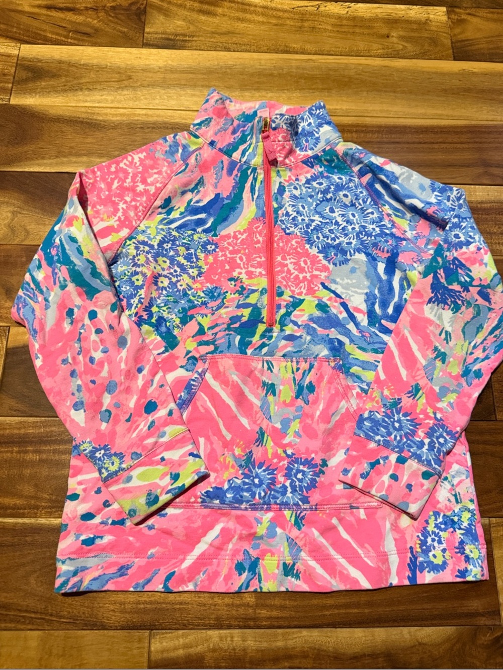 Lilly Pulitzer Pink Multicolor Floral Quarter zip top